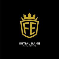 Initial FE logo shield crown style, luxury elegant monogram logo design vector