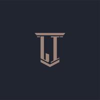 LI initial monogram logo with pillar style design vector