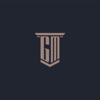 logotipo de monograma inicial gm con diseño de estilo pilar vector