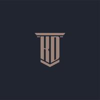 KD initial monogram logo with pillar style design vector