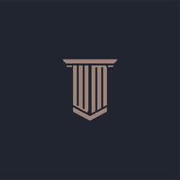 WM initial monogram logo with pillar style design vector