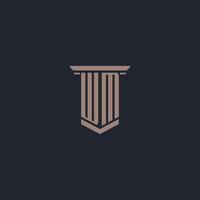 WM initial monogram logo with pillar style design vector