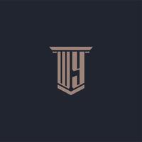 WY initial monogram logo with pillar style design vector