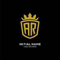 Initial AR logo shield crown style, luxury elegant monogram logo design vector