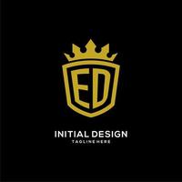 estilo de corona de escudo de logotipo de ed inicial, diseño de logotipo de monograma elegante de lujo vector