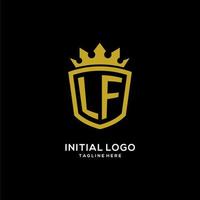 Initial LF logo shield crown style, luxury elegant monogram logo design vector