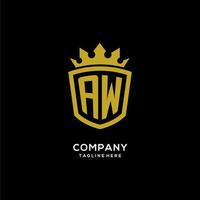 Initial AW logo shield crown style, luxury elegant monogram logo design vector