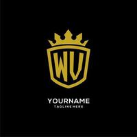 Initial WV logo shield crown style, luxury elegant monogram logo design vector