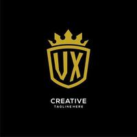 Initial VX logo shield crown style, luxury elegant monogram logo design vector