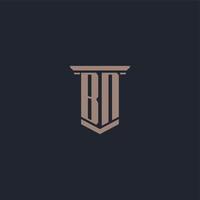 BN initial monogram logo with pillar style design vector