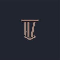 AZ initial monogram logo with pillar style design vector