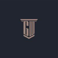 GW initial monogram logo with pillar style design vector