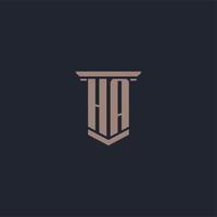 HA initial monogram logo with pillar style design vector