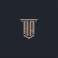 HA initial monogram logo with pillar style design vector