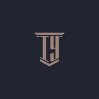 IY initial monogram logo with pillar style design vector