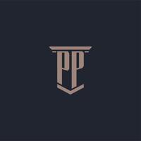 PP initial monogram logo with pillar style design vector