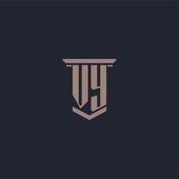 VY initial monogram logo with pillar style design vector