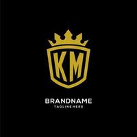 Initial KM logo shield crown style, luxury elegant monogram logo design vector