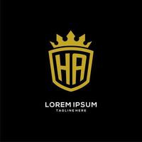 Initial HA logo shield crown style, luxury elegant monogram logo design vector