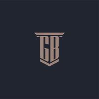 GB initial monogram logo with pillar style design vector
