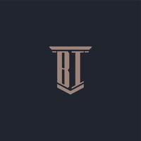 BI initial monogram logo with pillar style design vector