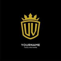 Initial UV logo shield crown style, luxury elegant monogram logo design vector