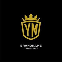 Initial YM logo shield crown style, luxury elegant monogram logo design vector