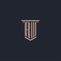 RW initial monogram logo with pillar style design vector