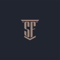 SF initial monogram logo with pillar style design vector