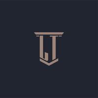 LT initial monogram logo with pillar style design vector