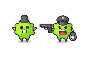 ilustración de ladrón de splat con pose de manos arriba atrapado por la policía vector