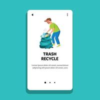 Trash Recycle And Disposal Doing Young Man Vector