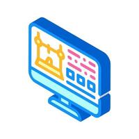 monitor with printer settings isometric icon vector illustration