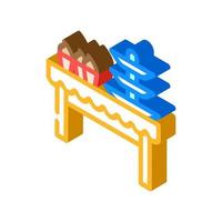 mesa de postres buffet icono isométrico ilustración vectorial vector