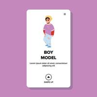 Boy Model In Style Clothes On Fashion Show Vector