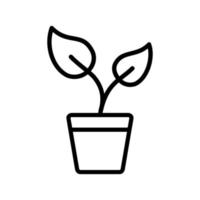 Plant vector in pots with simple shapes using line style