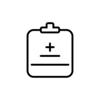 Hospital register icon usually to see patient diagnosis, with simple shape and line style vector