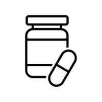 Medicine capsule bottle icon for health, simple style and line style vector