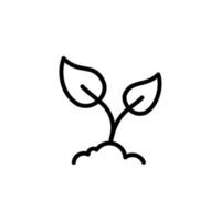 A plant that has been planted on the ground with a simple shape and uses a line style vector