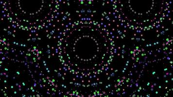 Solid dot animation kaleidoscope effect in black background. video