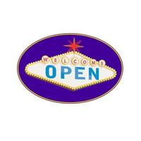 Retro Welcome Open Neon Sign Oval vector