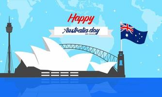 Flat design australia day bridge illustration vector