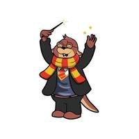 otter wizard vector illustration design