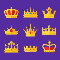 Flat Crown Icon Collection vector