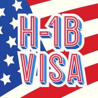 Visa H1B temporary work for workers on american flag vector