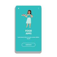 Food Apps For Ordering Meal Online On Phone Vector