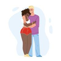 Interracial Couple Boy And Girl Embracing Vector