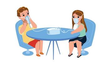 Nebulizer Mask Using Children In Clinic Vector