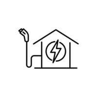 EV charging at home icon. Home charging station thin line icon, electric car concept, home recharge point sign. vector