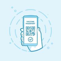 Digital vaccine passport on mobile phone screen. Scanning QR code for vaccine passport. vector